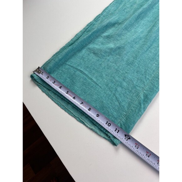 Made in Italy Linen Halter Jumpsuit Size M Wide Leg Open Back Teal Beachy Summer - Picture 11 of 13